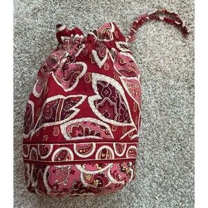 Vera Bradley Ditty Bag Rosy Posies Red Pink Paisley Travel Cosmetic Bag